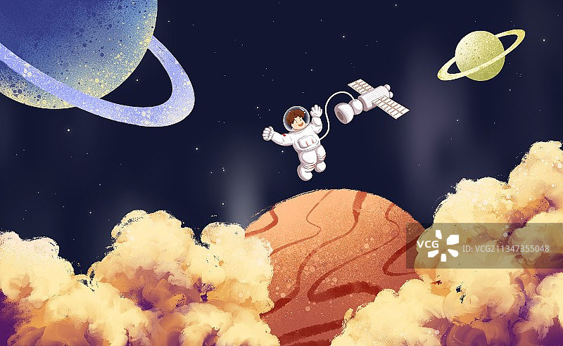 星球宇航员插画图片素材
