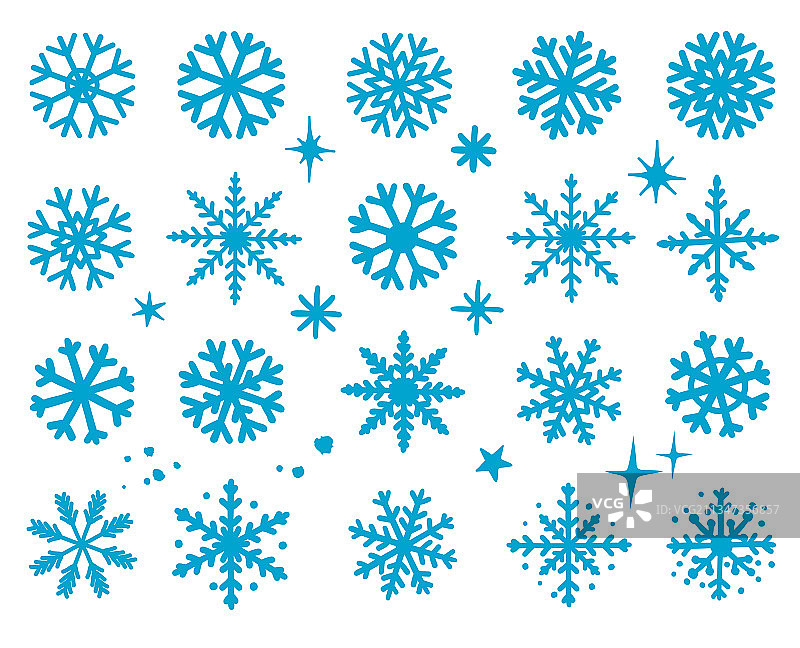 手绘冬季雪花剪影合集图片素材