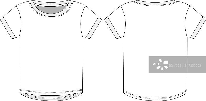 短袖T恤技术平面草图图片素材