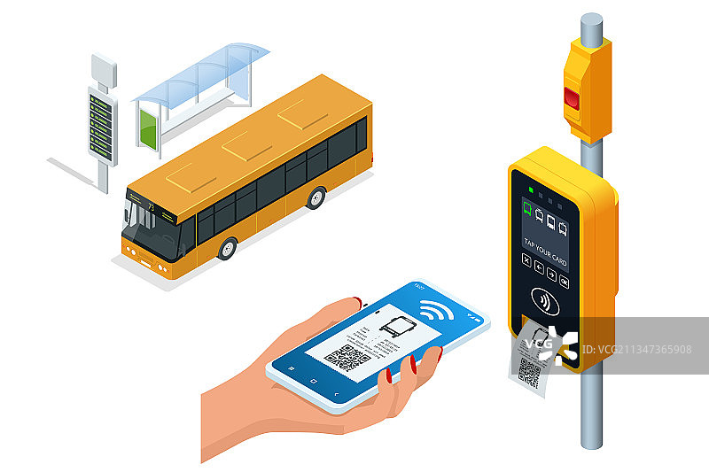 2.5D电子验证器公共交通图片素材