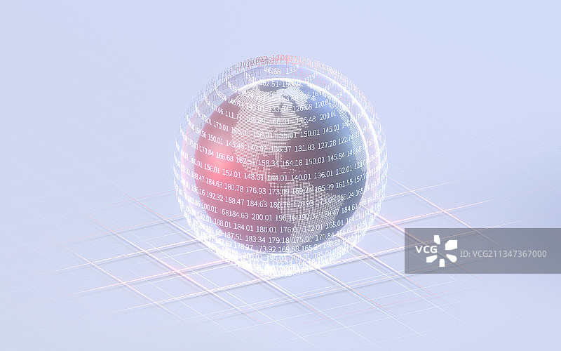 数字环绕的地球 3D渲染图片素材