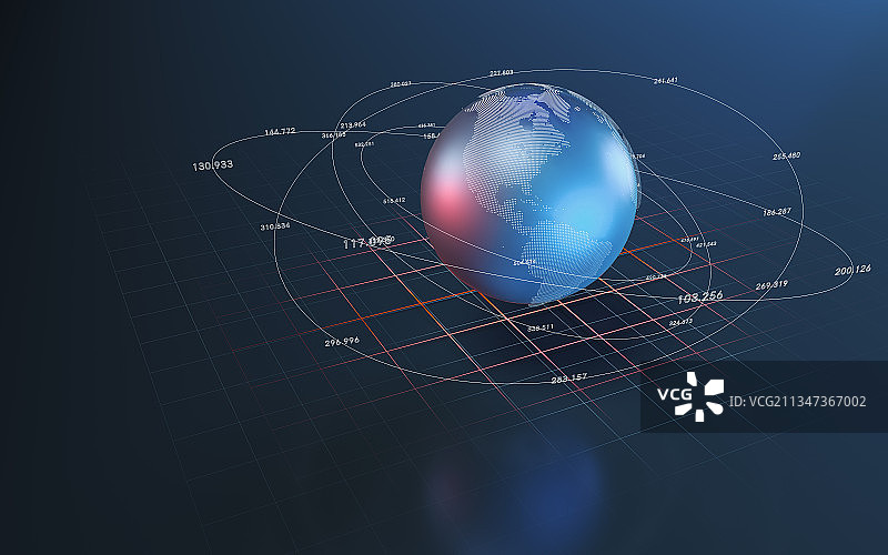 地球与网格结构 3D渲染图片素材