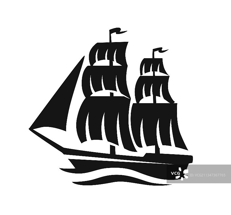 帆船轮廓标志图片素材