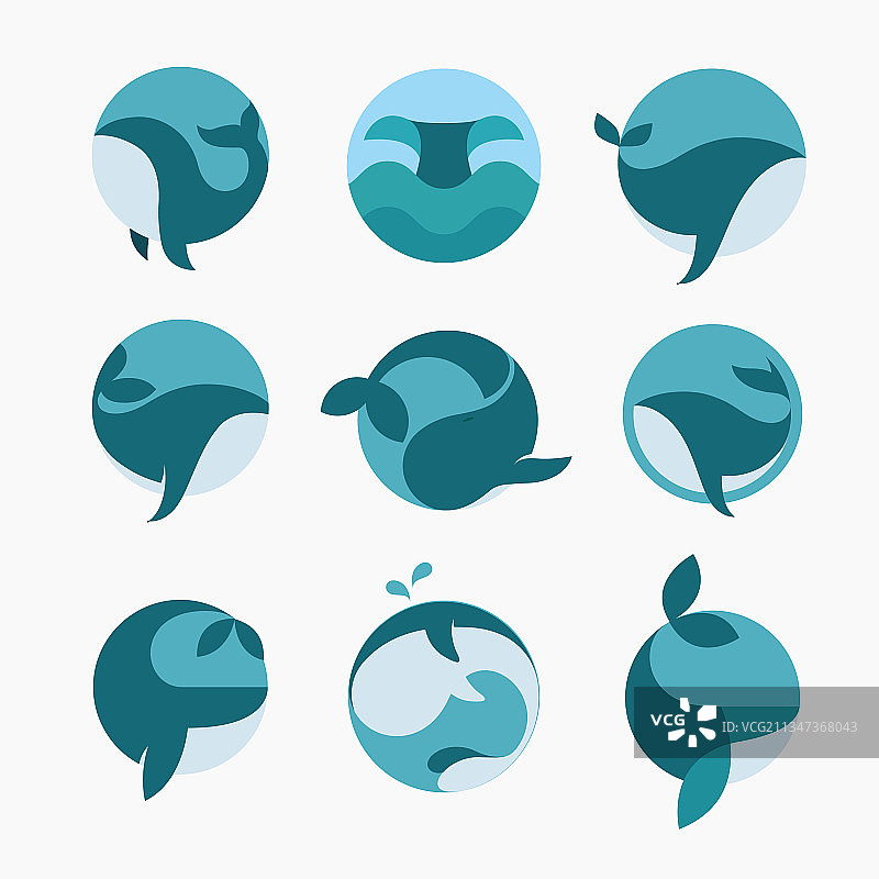 鲸鱼大鱼标志图标合集图片素材