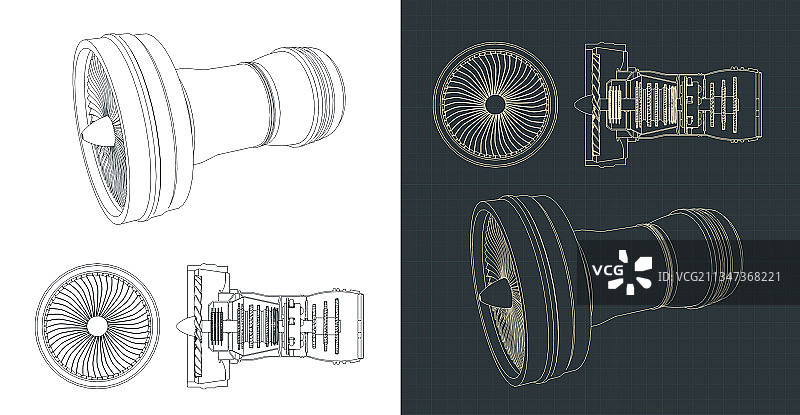 涡轮风扇发动机蓝图图片素材