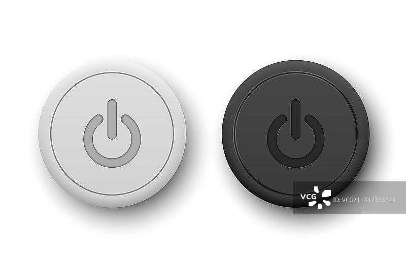 逼真的黑白塑料旋钮套装图片素材
