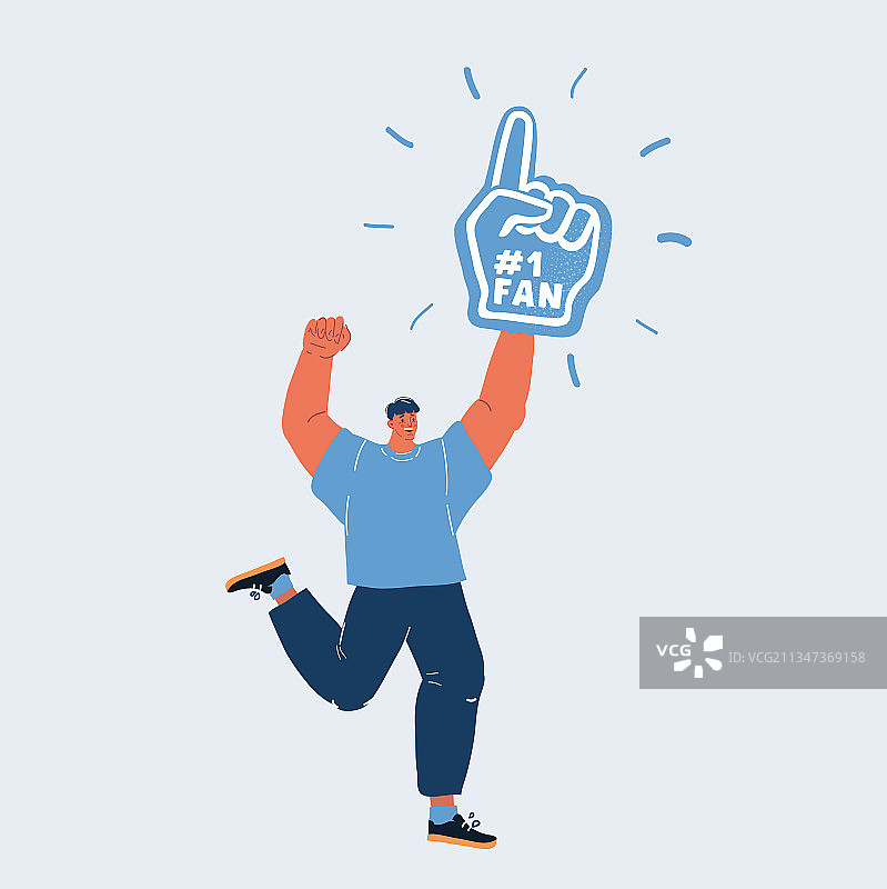 拿着大扇子的兴奋男人图片素材