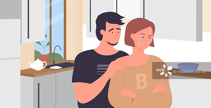 有焦虑问题的家庭或夫妇图片素材