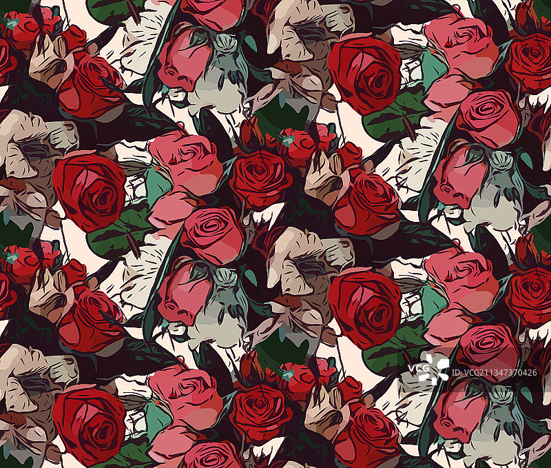 无缝玫瑰图案图片素材