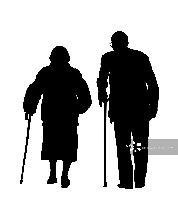 祖父母行走的剪影图片素材