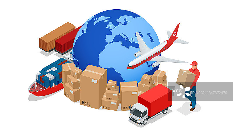 2.5D全球物流网络空运图片素材
