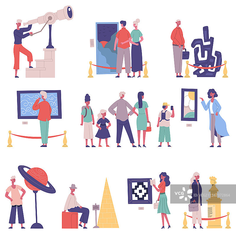 艺术画廊博物馆展览游客与导览图片素材