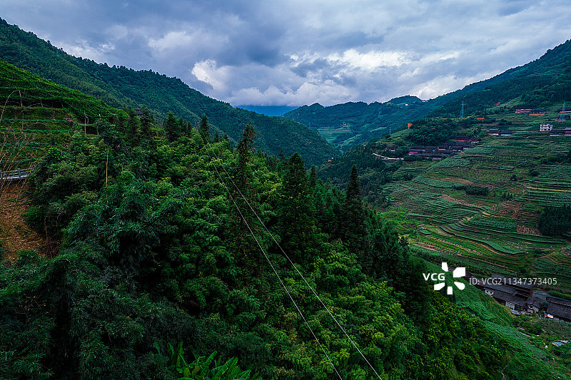 中国广西桂林龙胜龙脊风景区航拍图片素材