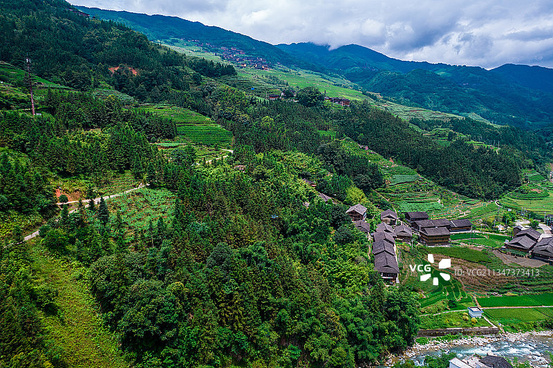 中国广西桂林龙胜龙脊风景区航拍图片素材