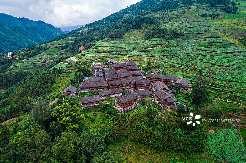 中国广西桂林龙胜龙脊风景区航拍图片素材