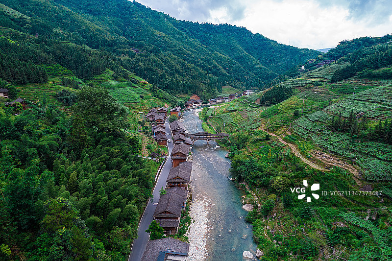 中国广西桂林龙胜龙脊风景区航拍图片素材