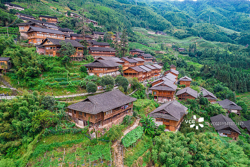 中国广西桂林龙胜龙脊风景区航拍图片素材