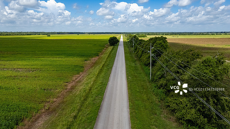 里士满的田野空旷道路，美国德克萨斯州图片素材