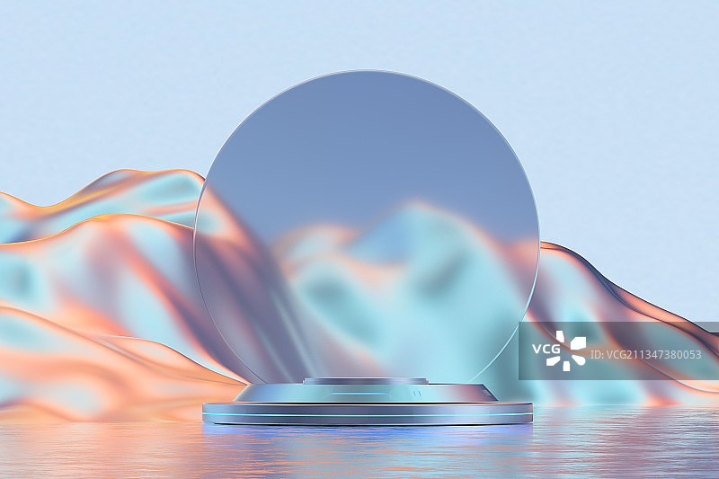 3d渲染未来感科技展示台背景图片素材