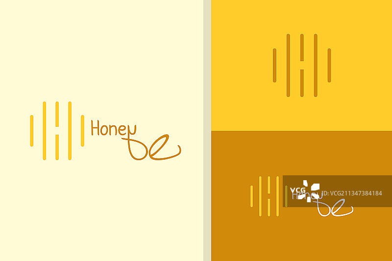 蜜蜂Logo线条，趣味简约可编辑图片素材