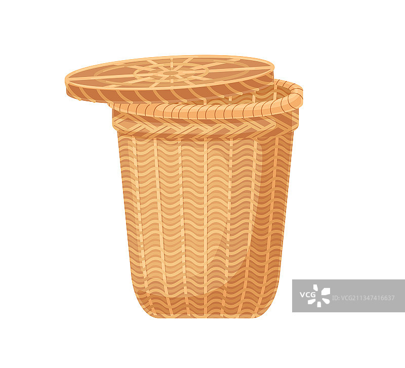 带盖的高柳条洗衣篮图片素材