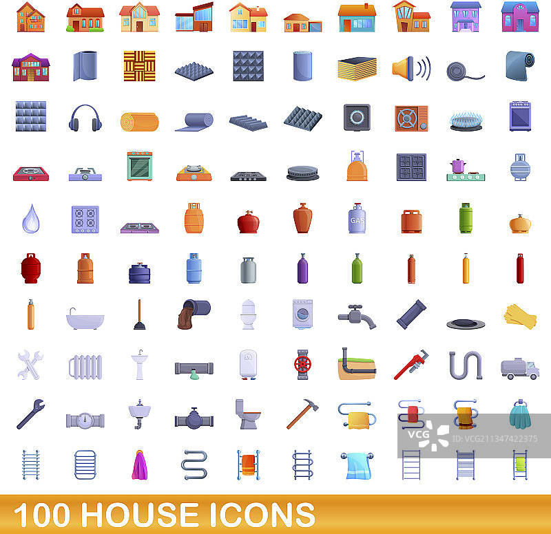 100个房屋图标集（卡通风格）图片素材