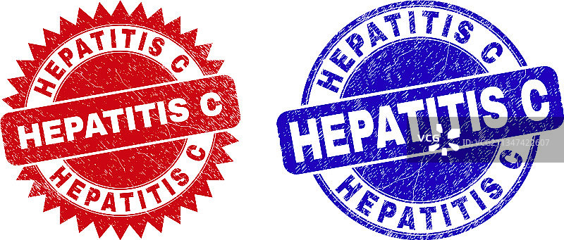 丙型肝炎圆形和花形封印，带腐蚀图片素材