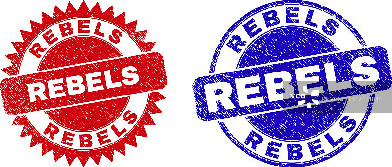 带REBELS字样的圆形和花形印章图片素材