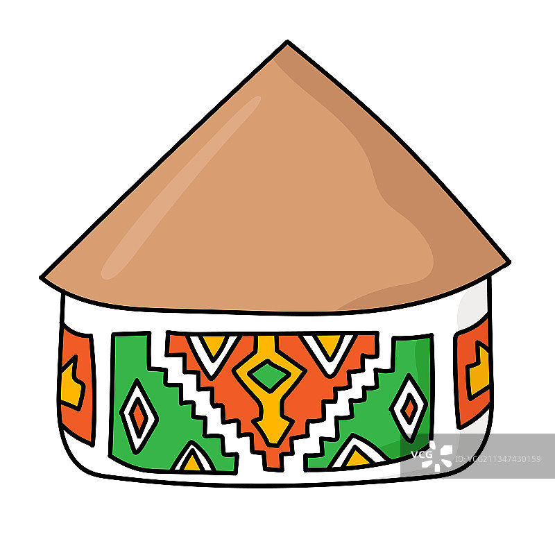 手绘涂鸦非洲恩德贝勒族茅屋图片素材