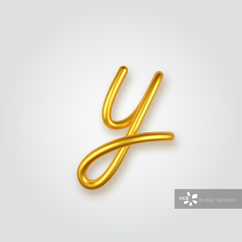 金色3D逼真小写字母Y图片素材