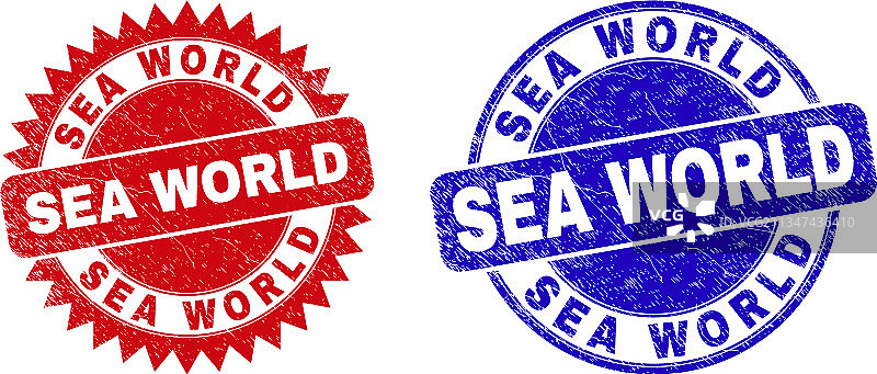 海洋世界圆形花结印章图片素材