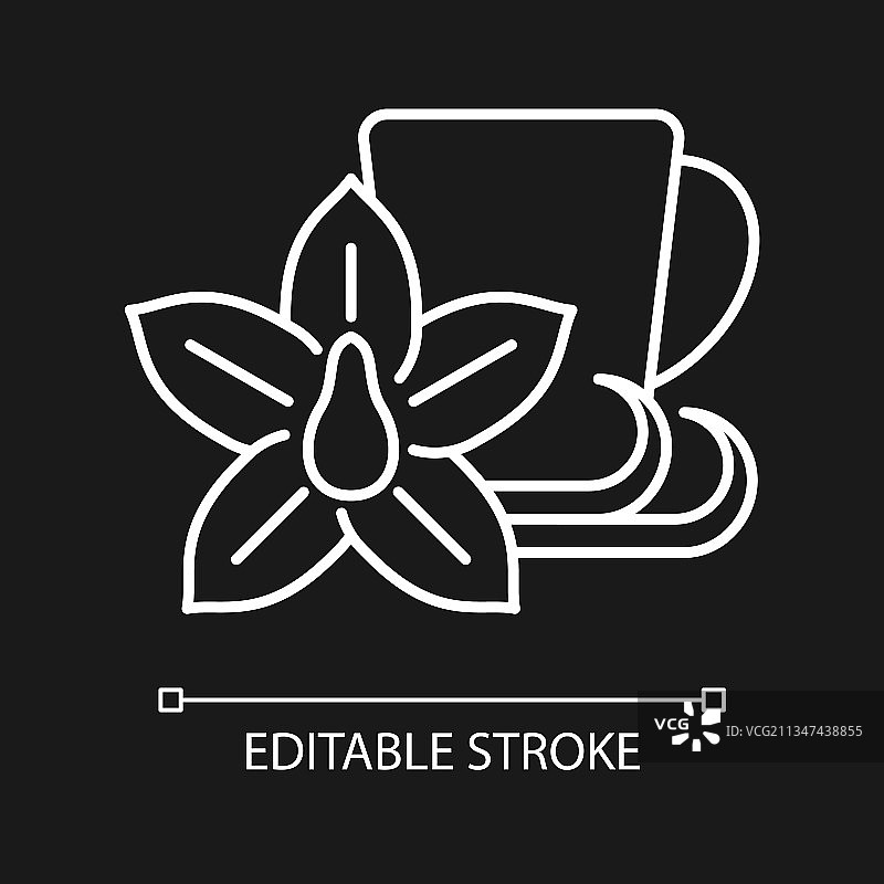 深色主题的香草茶白色线性图标图片素材