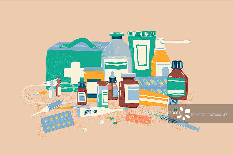 手绘医疗药丸图片素材