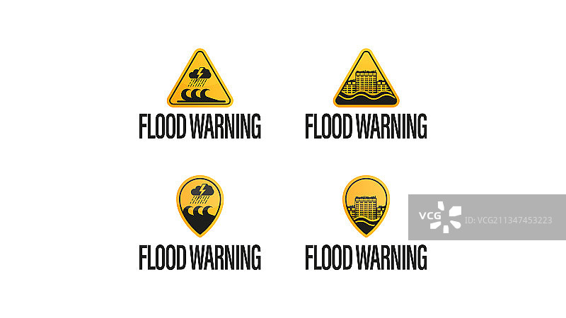 洪水黄色预警标志图片素材
