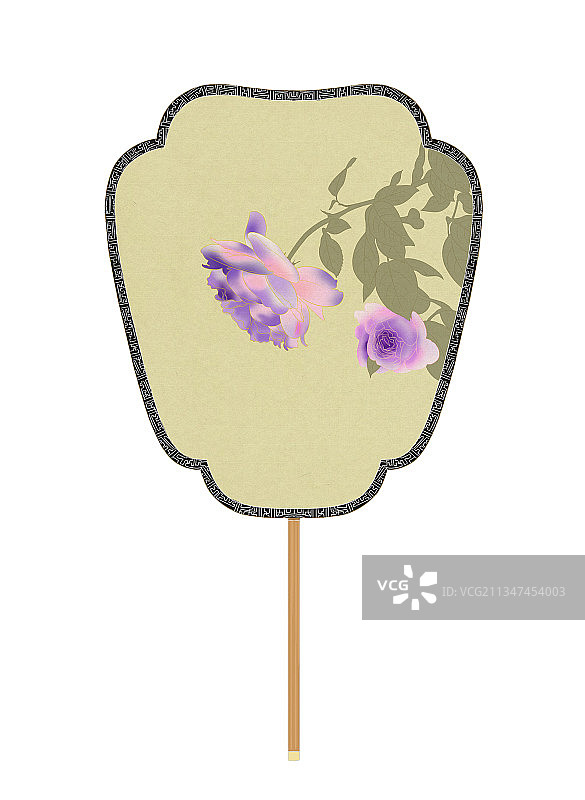 中国风传统文化绘画工笔花鸟画团扇仿古复古花卉月季插画图片素材