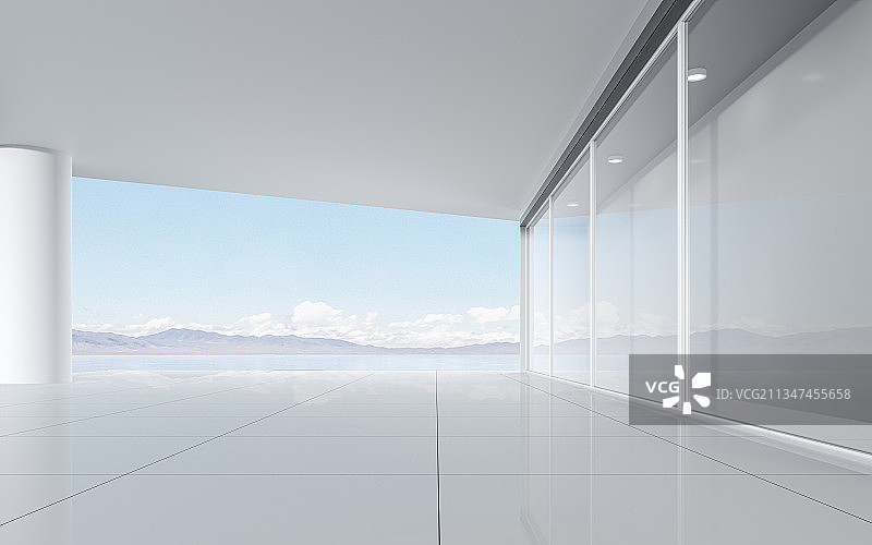 现代设计感建筑与空地面 3D渲染图片素材