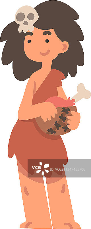 石器时代站立的原始女性角色图片素材