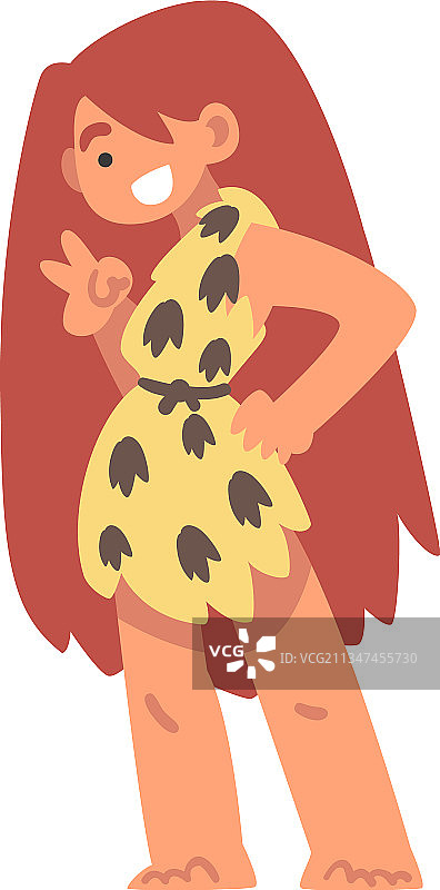 石器时代站立的原始女性角色图片素材