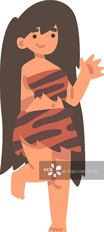 石器时代站立的原始女性角色图片素材