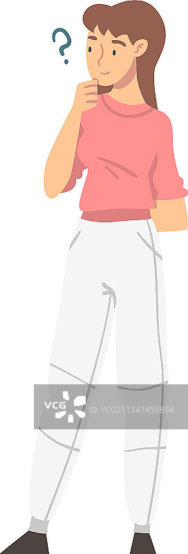 沉思的女人和问号图片素材