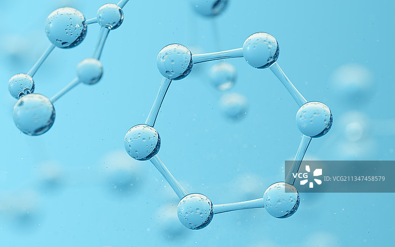 蓝色的微观分子 3D渲染图片素材