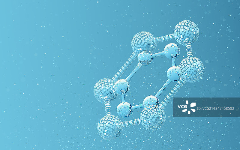 蓝色的微观分子 3D渲染图片素材