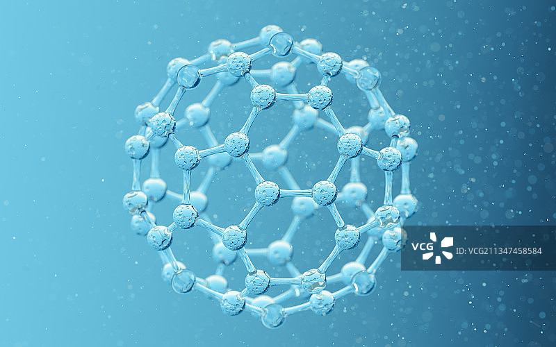 蓝色的微观分子 3D渲染图片素材