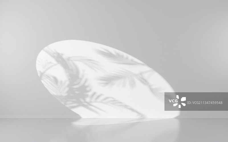 圆形窗户的空房间 3D渲染图片素材