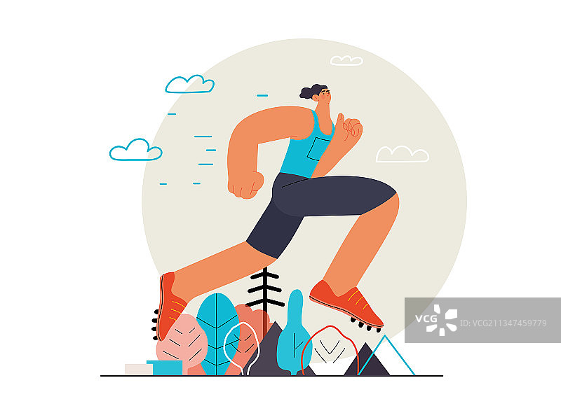 跑步者：一名在户外跑步和锻炼的男人图片素材