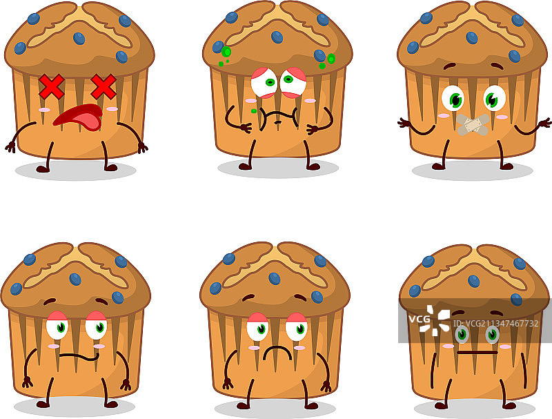 拒绝的蓝莓麦芬卡通角色图片素材