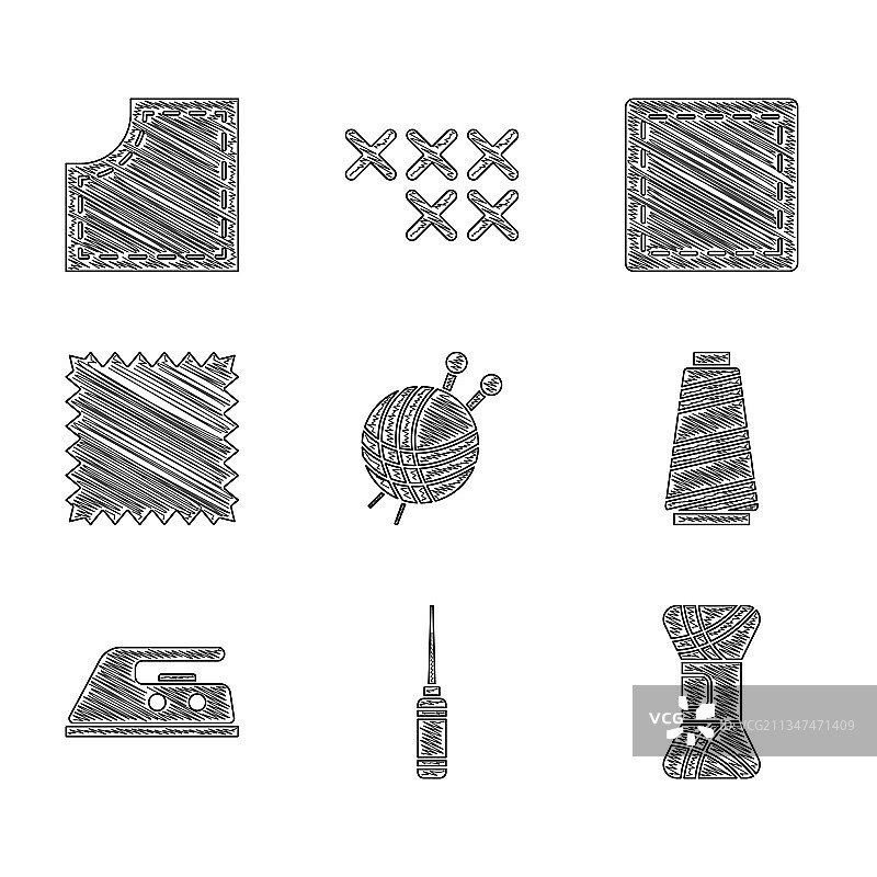 纱线球与针织针锥工具合集图片素材