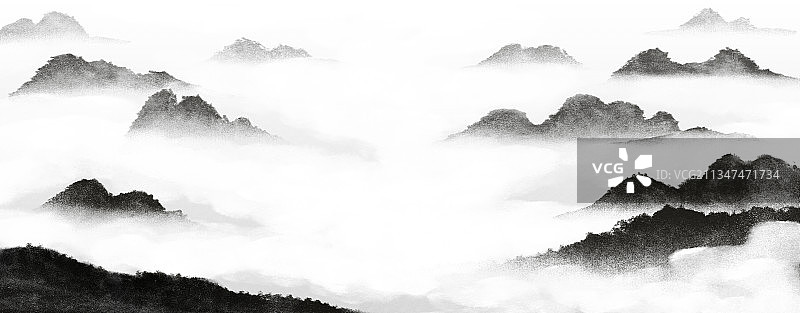 新中式水墨山水图片素材