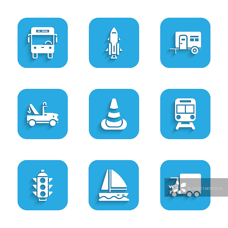 交通锥游艇帆船运货图片素材