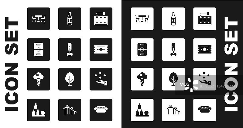 街机游戏机、树木和冰球桌图片素材